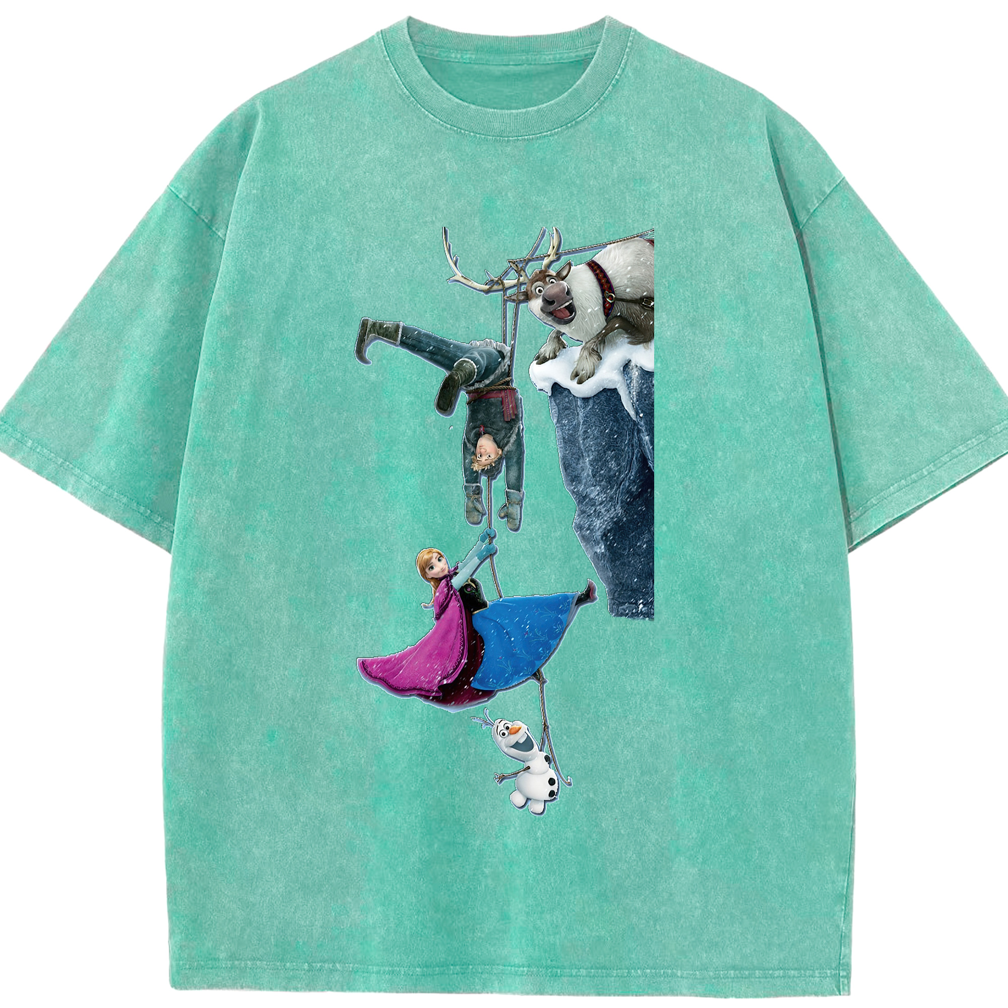 （画像用） アナと雪の女王 アンナ エルサ Frozen Anna Elsa 綿100% ヴィンテージ風 半袖Tシャツ（フロントプリント）